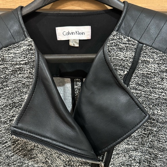 Calvin Klein mixed media Moto blazer - Picture 2 of 5